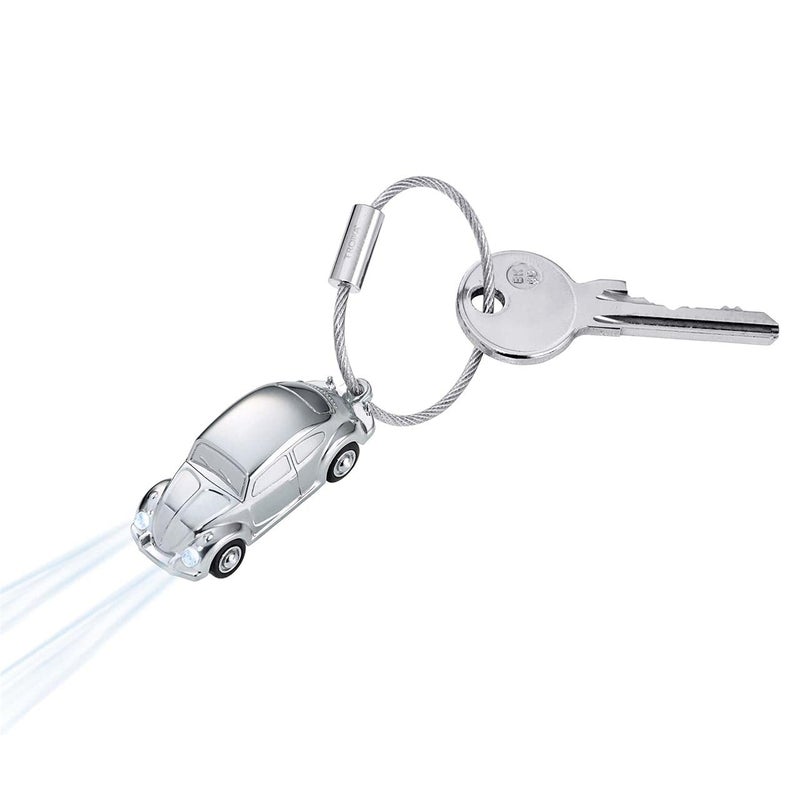 TROIKA Light Beetle 1964 - KR16-40/CH - Keyring Volkswagen car, with White LED Light - cast Metal- Shiny - Chrome Plated - Silver - Image 2